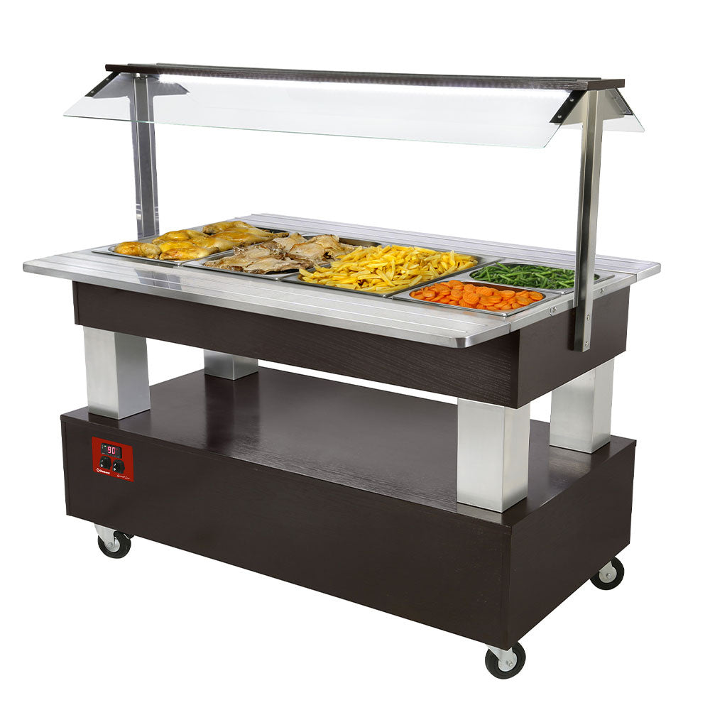 Buffet / bain-marie salatbar, 4x GN1/1-150 (wengé træ)