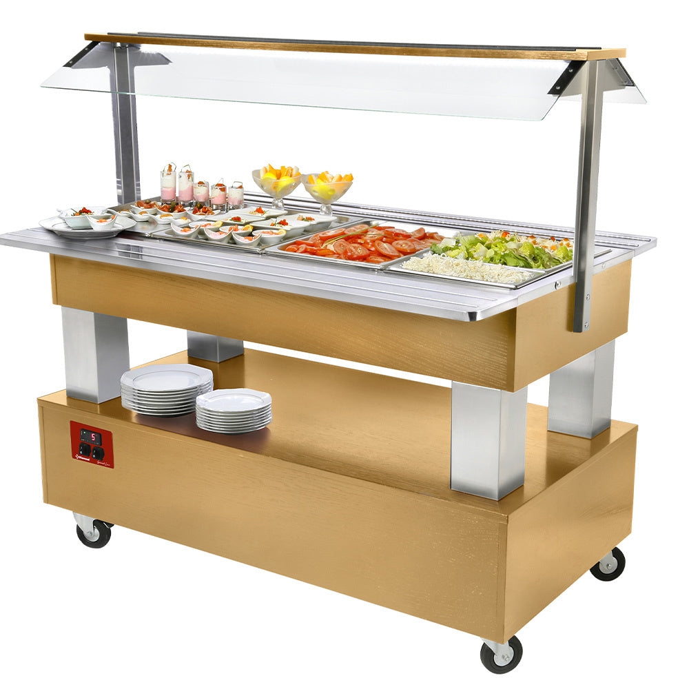 Buffet - Kølet salatbar, 4x GN1/1-150 (Lys eg)