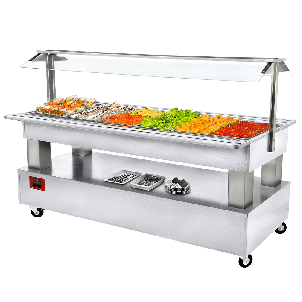 Buffet - Kølet salatbar, 6x GN1/1-150 (hvidt træ)
