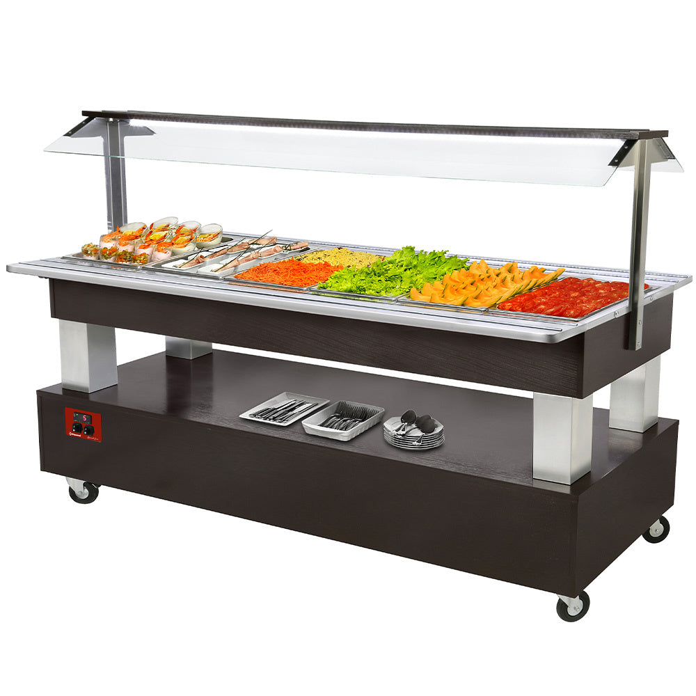 Buffet - Kølet salatbar, 6x GN1/1-150 (Wengé-træ)