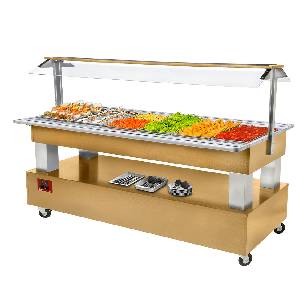 Buffet - Kølet salatbar, 6x GN1/1-150 (Lys eg)