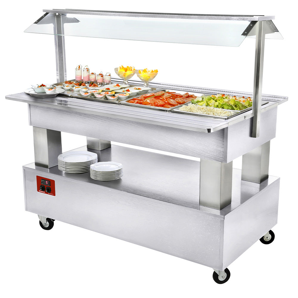 Buffet - Kølet salatbar, 4x GN1/1-150 (hvidt træ)
