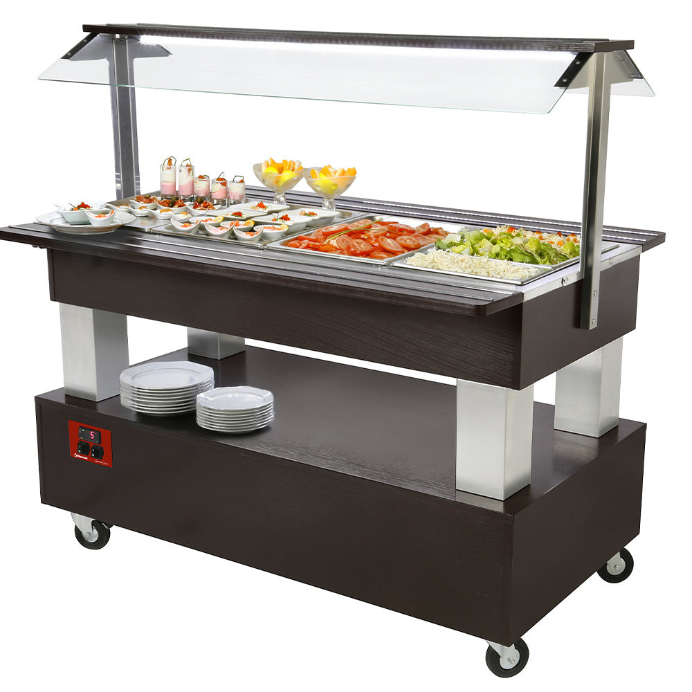 Buffet - Kølet salatbar, 4x GN1/1-150 (Wengé-træ)