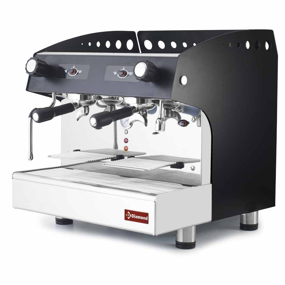 Halvautomatisk espressomaskine 2 grupper - SORT