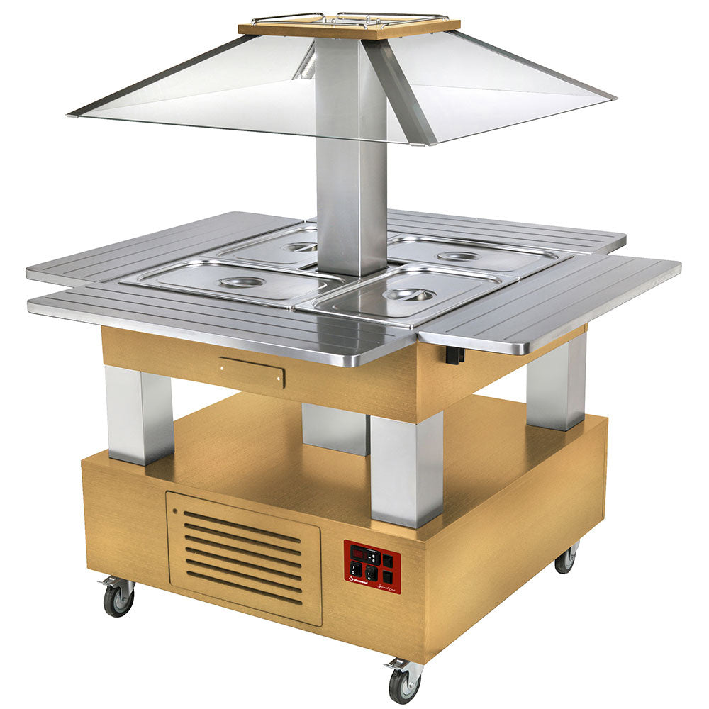 Ø-vandbrød varm buffet, motoriseret tag 4x GN1/1-150 (lyst træ)