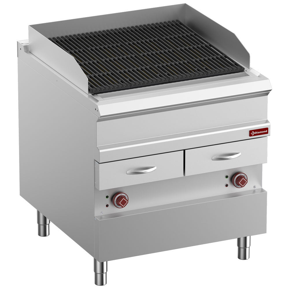 Elektrisk dampgrill, modul 1/1, rist i støbejern "dobbeltsidet"