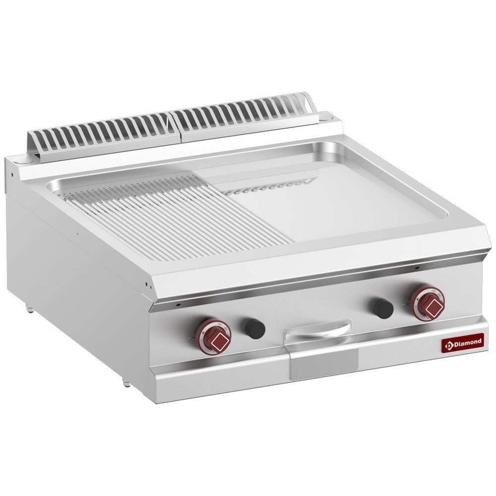 Gas stegeplade, 1/2 glat 1/2 ribbet, hårdforkromet plade, mod.1/1-Top-