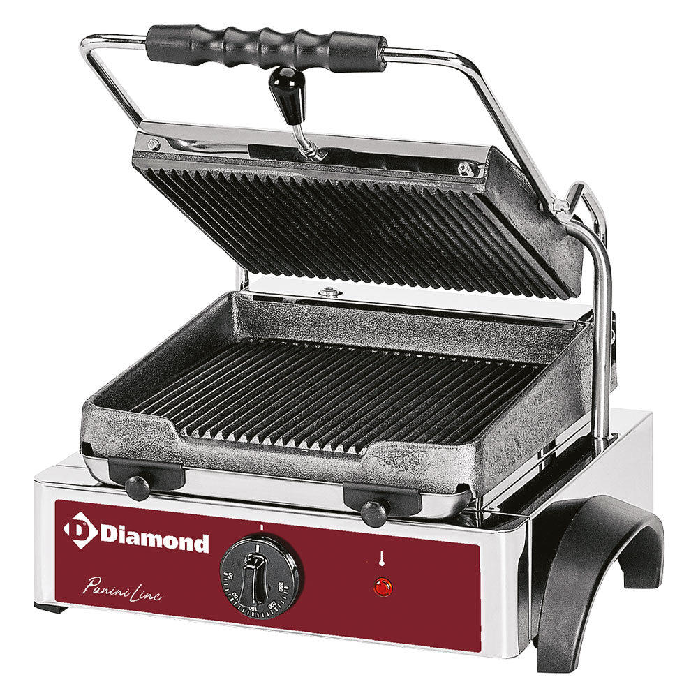 Elektrisk panini grill, ribbede plader