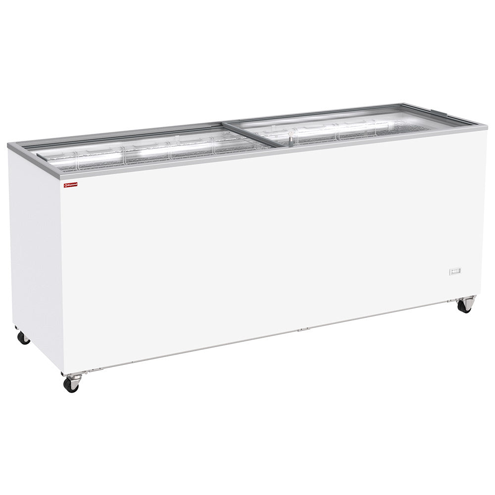 Kummefryser 672 liter, skydelåg på hjul