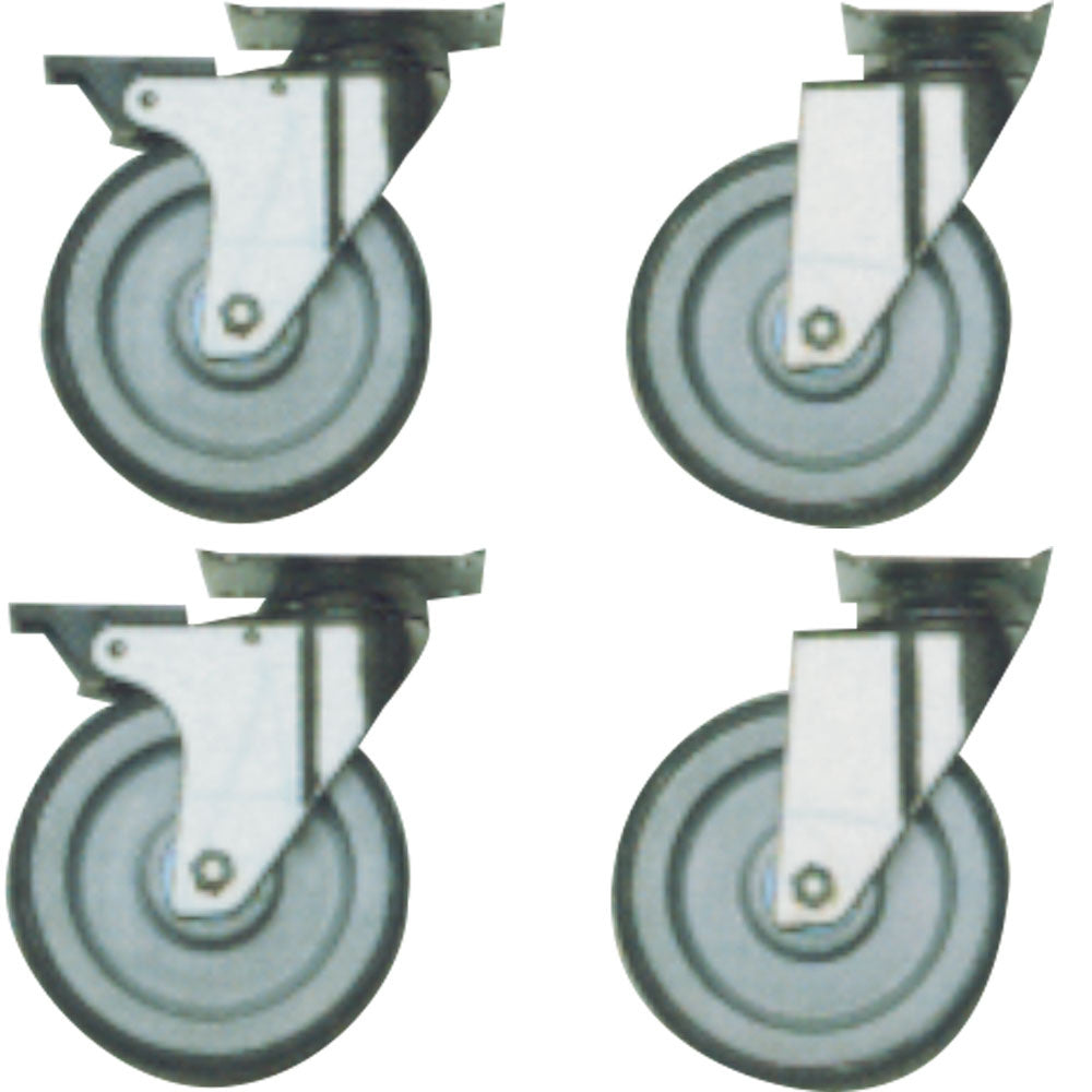 Sæt med 4 hjul, 2 med bremse