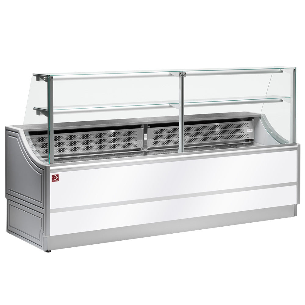 Køledisk i glas, lige panel 90°, med opbevaringsrum