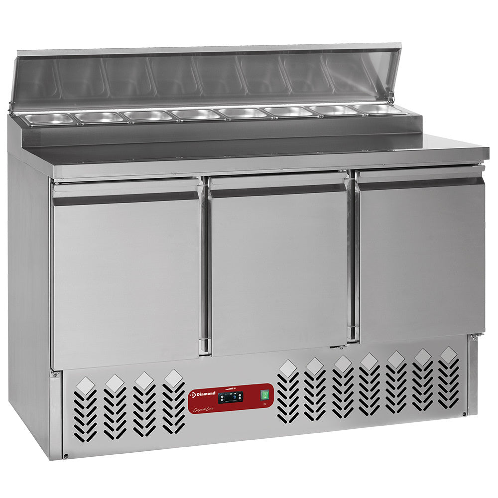 Kølebord 3 døre GN 1/1, 340 liter + kølestruktur 8x GN1/6-150 mm