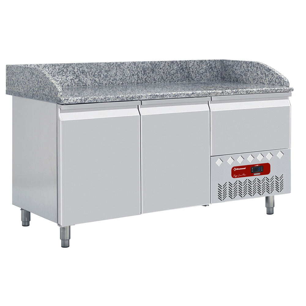 Kølebord 2 døre 600x400, 1 neutral skuffe (4x bakker 600x400)