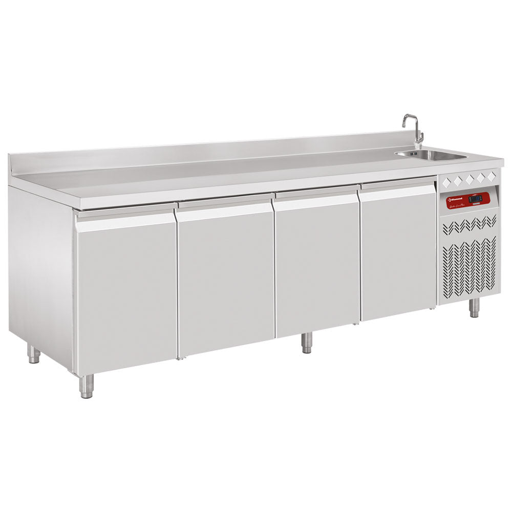 Kølebord, 4 låger x GN 1/1, 550 liter med vask