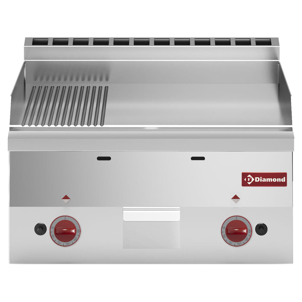 Stegeplade, gas, 2/3 flad og 1/3 ribbet -Top-