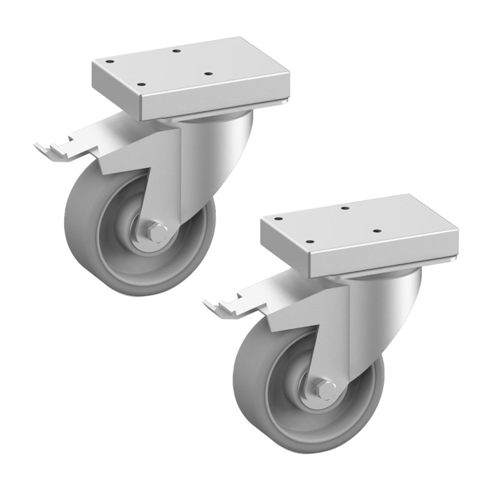 Rustfri stålhjul med bremse Ø 100 mm (2 stk.)