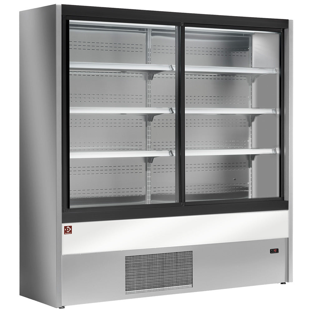 Ventileret køleskab med skydedøre i glas - GRÅ/HVID