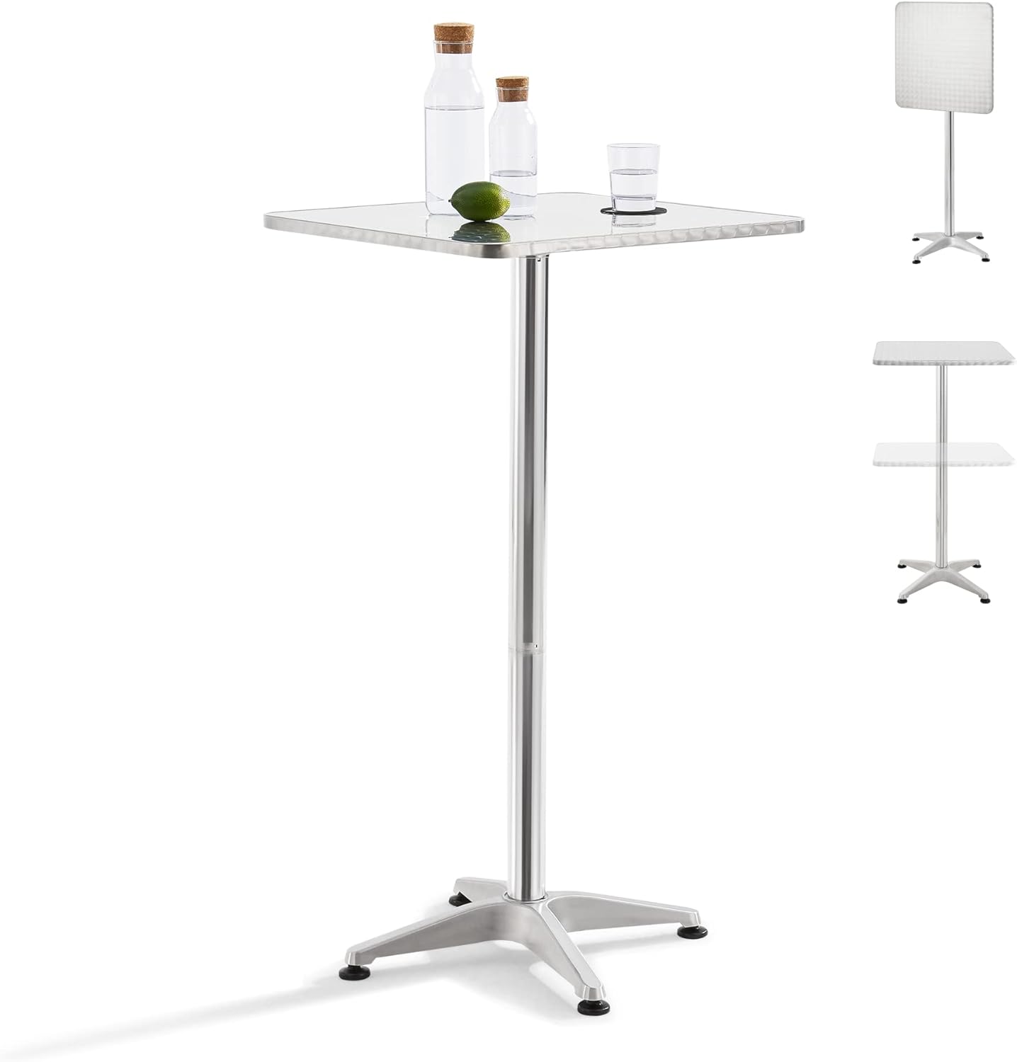 Cafébord - 60x60 cm - stål - sammenklappeligt - 2 stk.