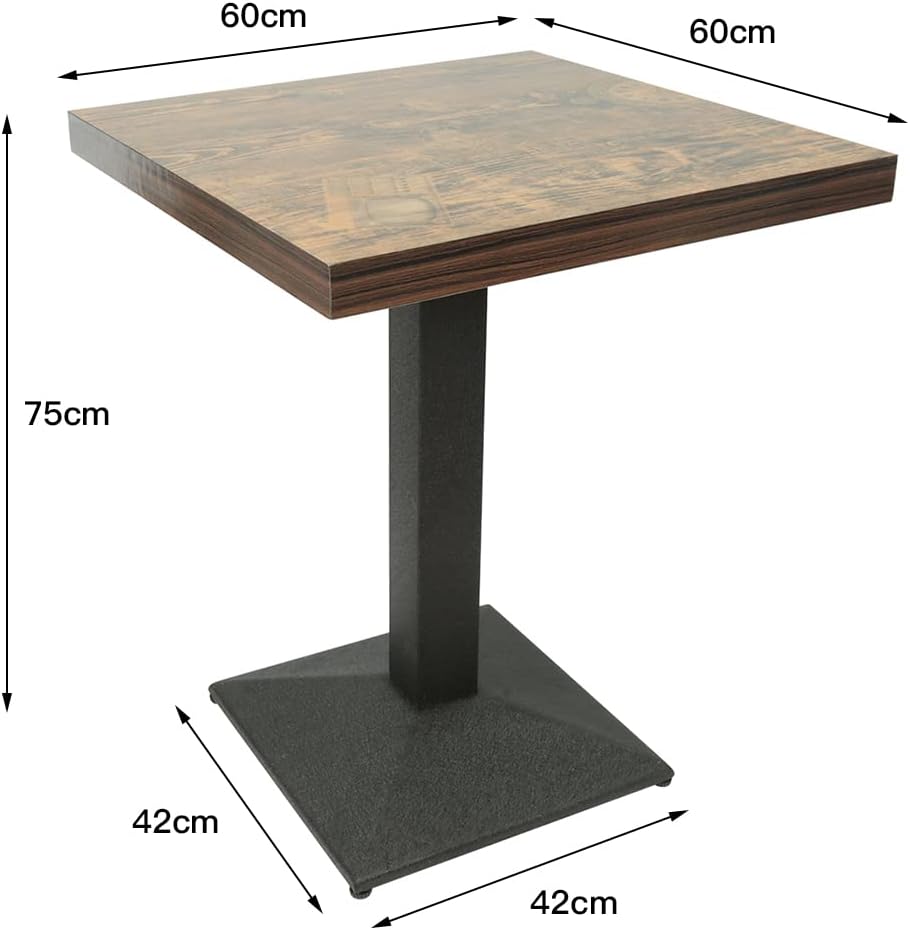 Cafébord - 60x60 cm - sort stel - 2 stk.
