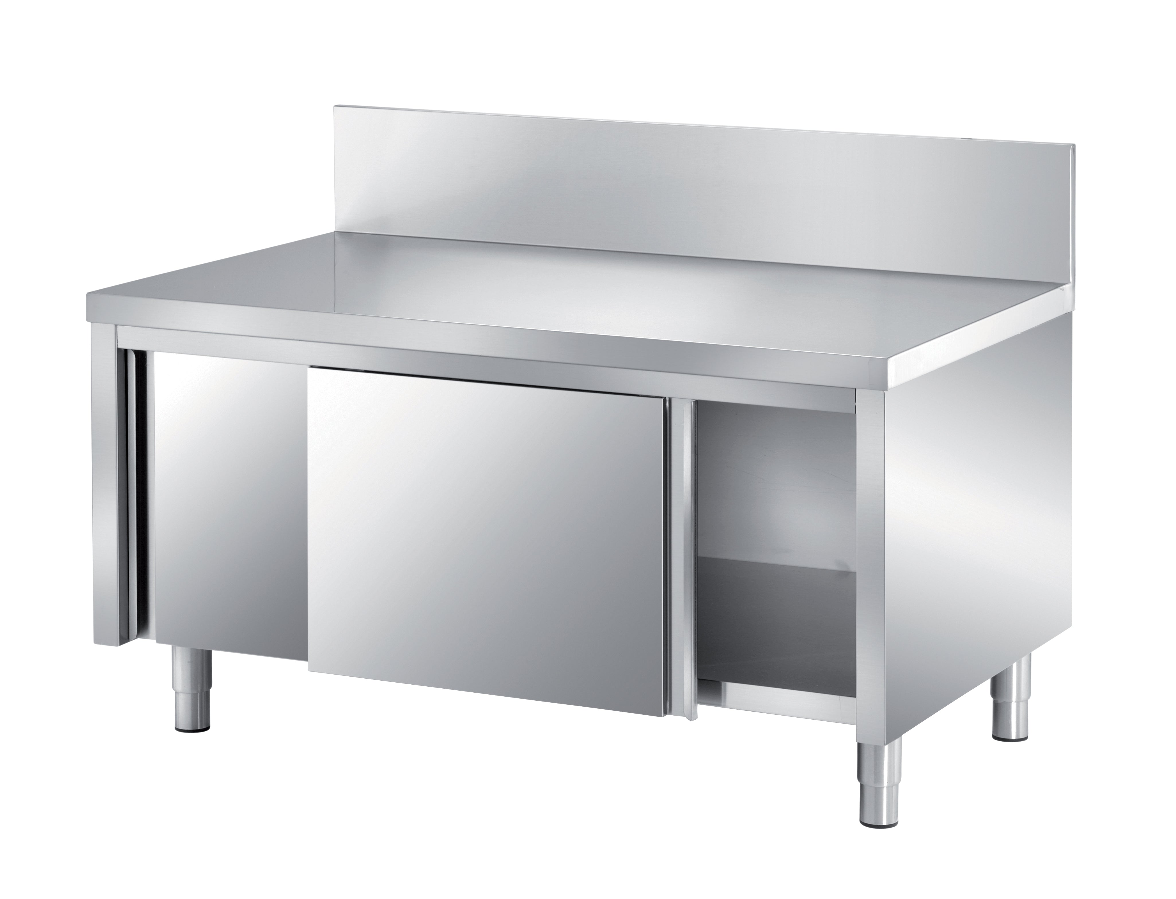 SARO Maskinskab med bagkant og skydelåger 1000x700x750 AISI 304