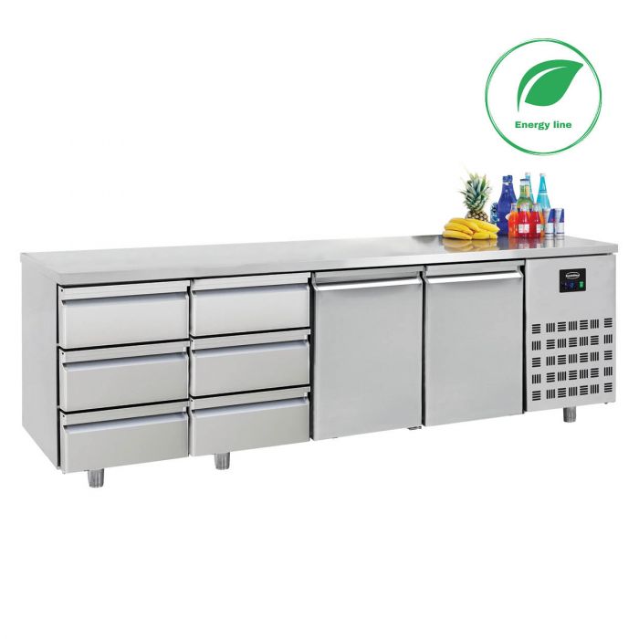 Kølebord - 2 DØRE - 6 SKUFFER