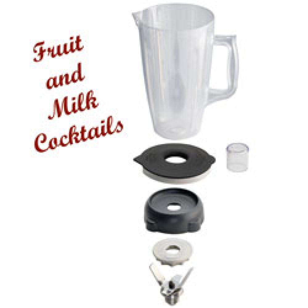 Lexan skål, rund, 2 liter, med låg og kniv (4 blade)