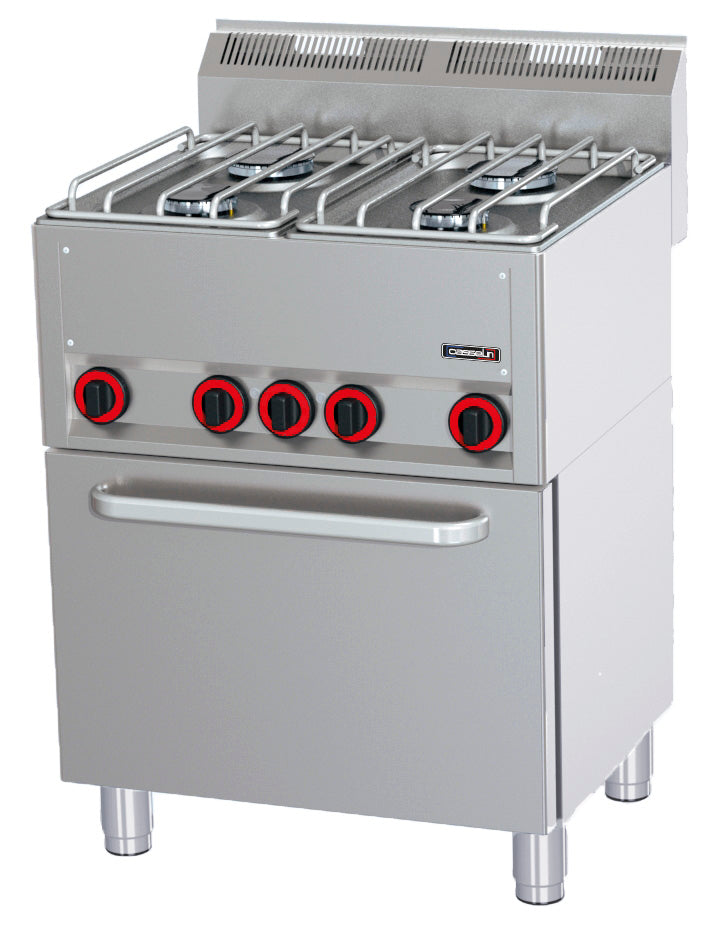 Gaskomfur 4 brændere med elektrisk ventileret ovn GN 1/1 P 66