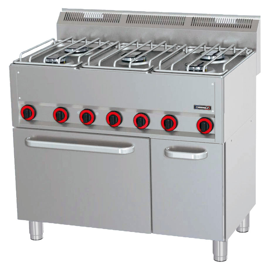 Gaskomfur 5 brændere med elektrisk ventileret ovn GN 1/1 P 99