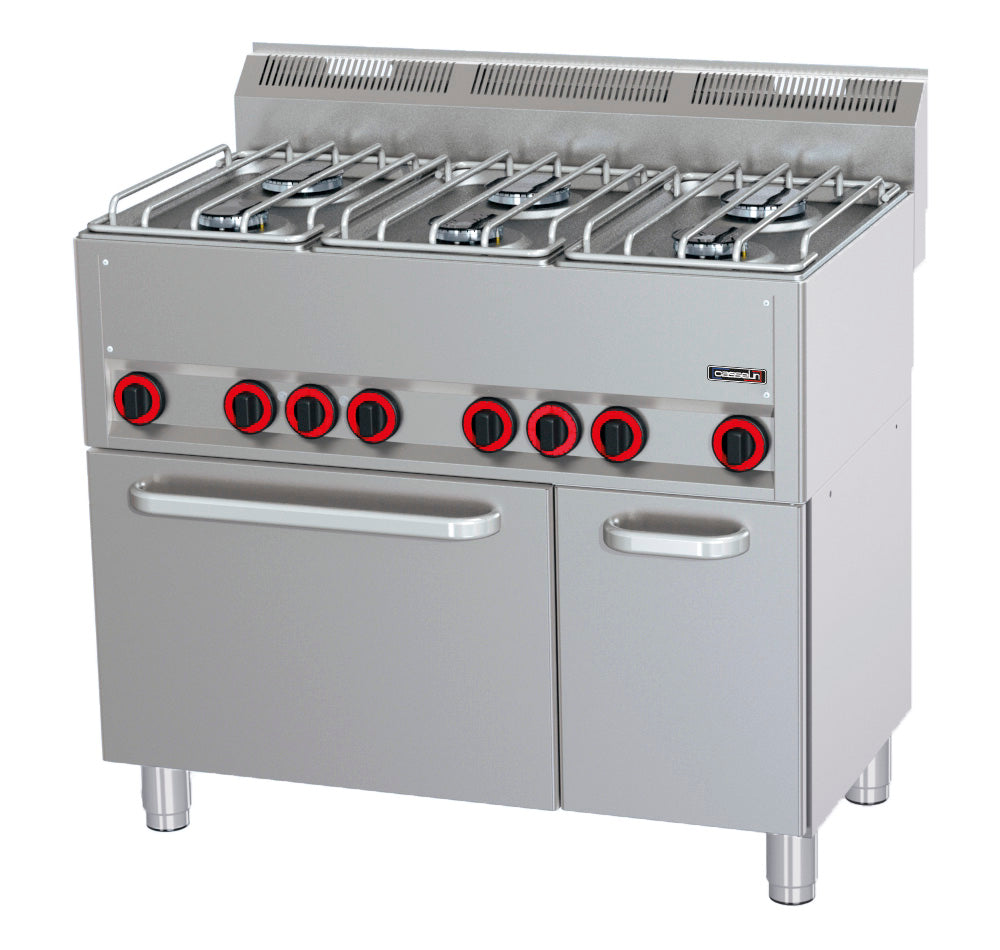 Gaskomfur 6 brændere med elektrisk ventileret ovn GN 1/1 P 99