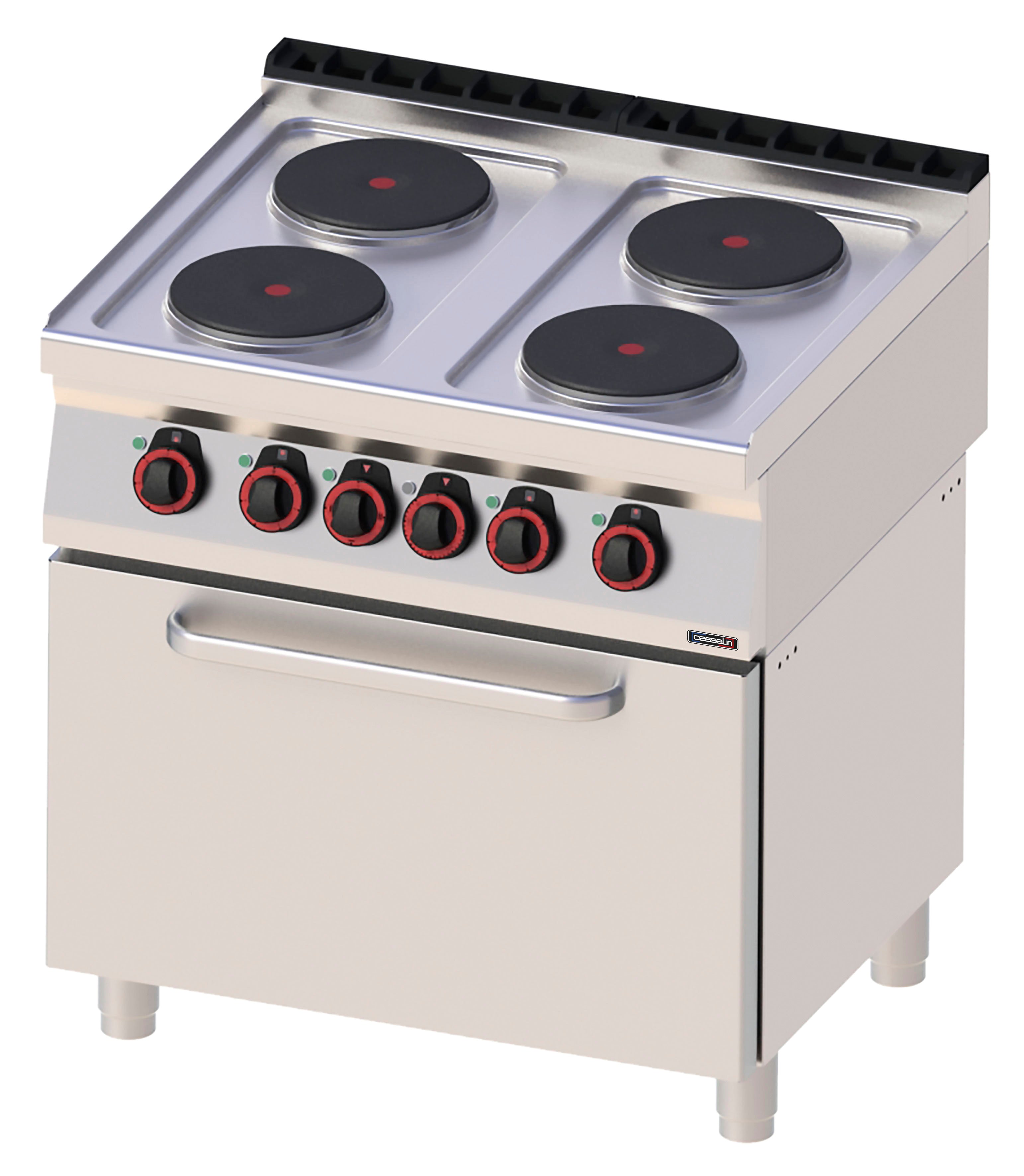 Elektrisk 4-brænder komfur med statisk elektrisk ovn GN 2/1 80