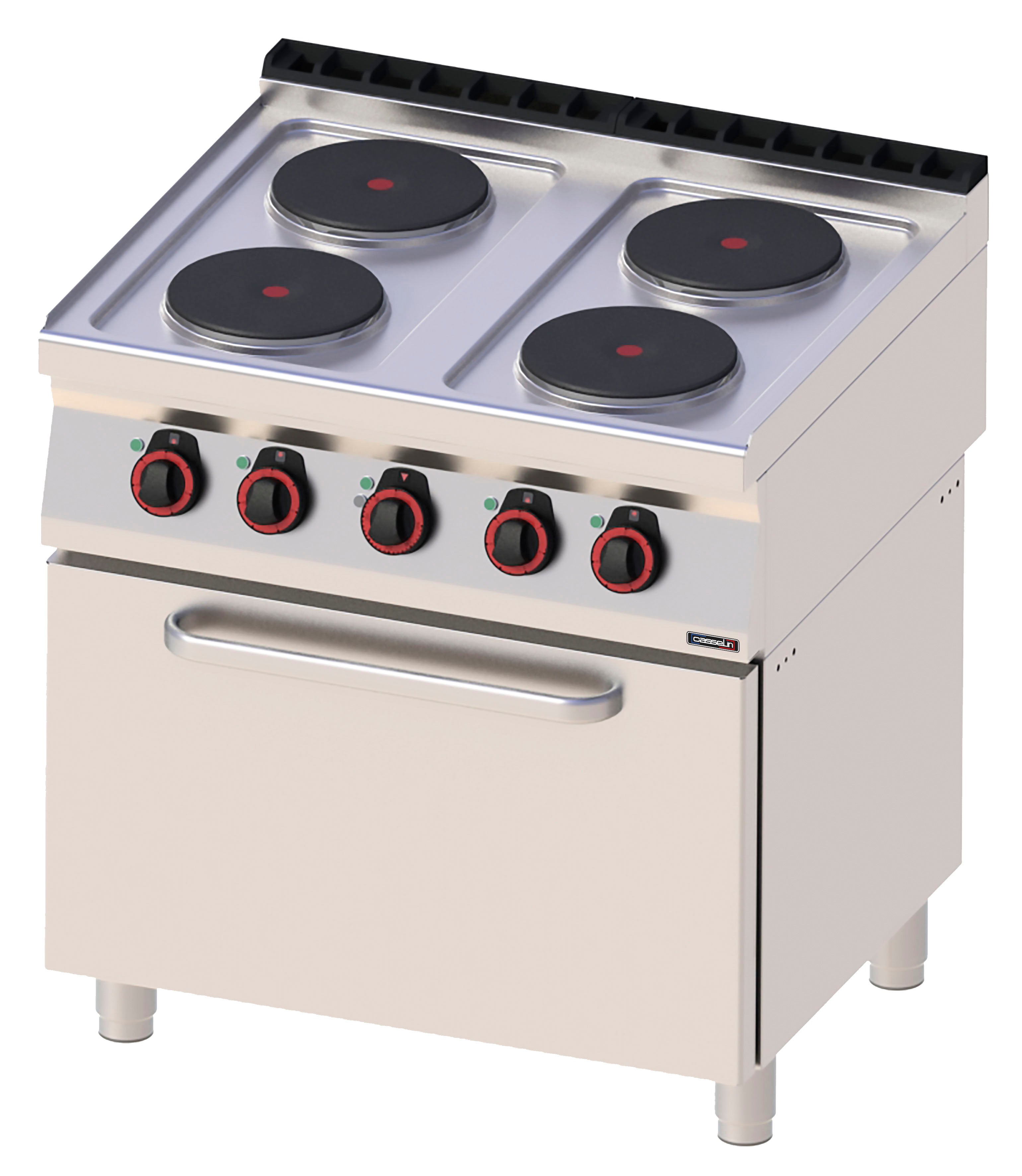 Elektrisk 4-brænder komfur med ventileret el-ovn GN 1/1 80