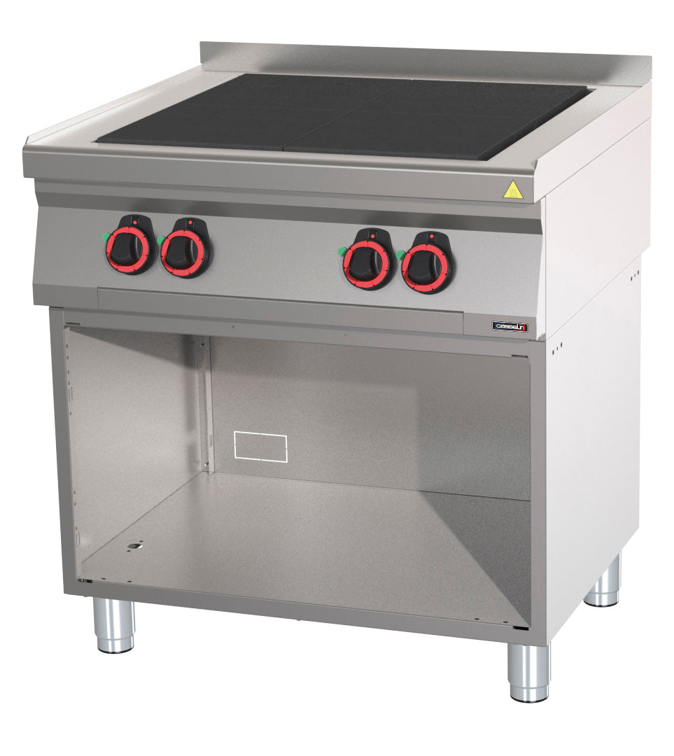 El-komfur 4 massive plader 80 med åbent skab