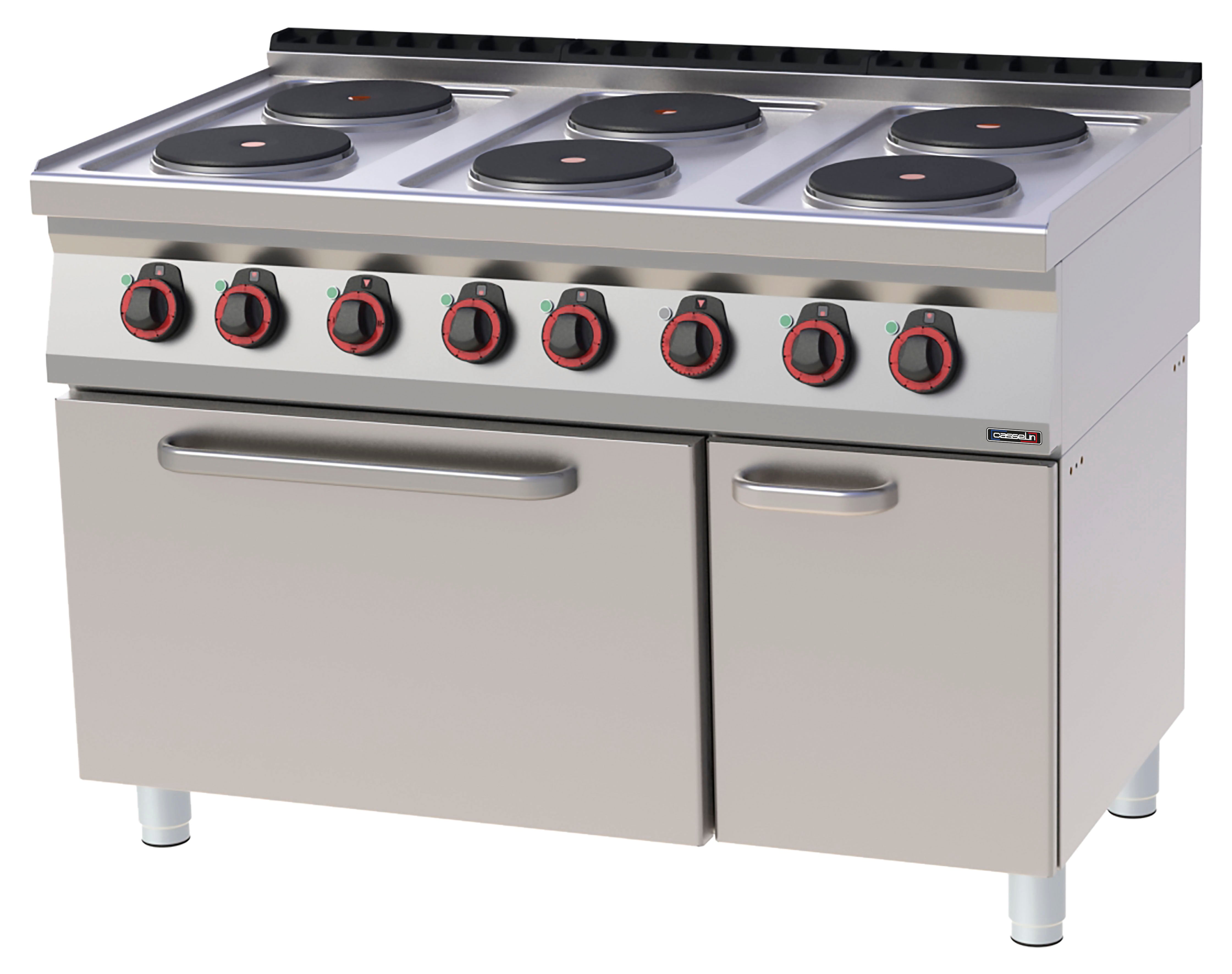 Elektrisk 6-brænder komfur med statisk elektrisk ovn GN 2/1 120