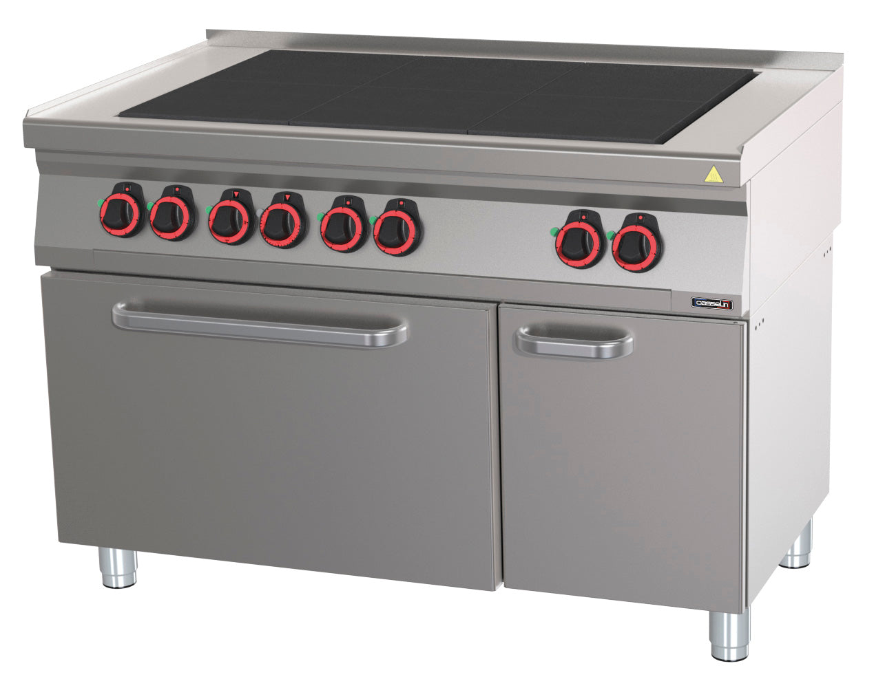 Elektrisk 6 solide komfur med statisk elektrisk ovn GN 2/1 120