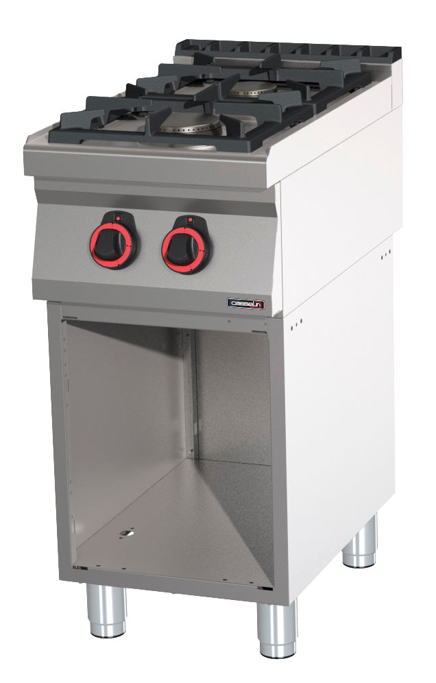 Gaskomfur 2 brændere med åbent skab 40