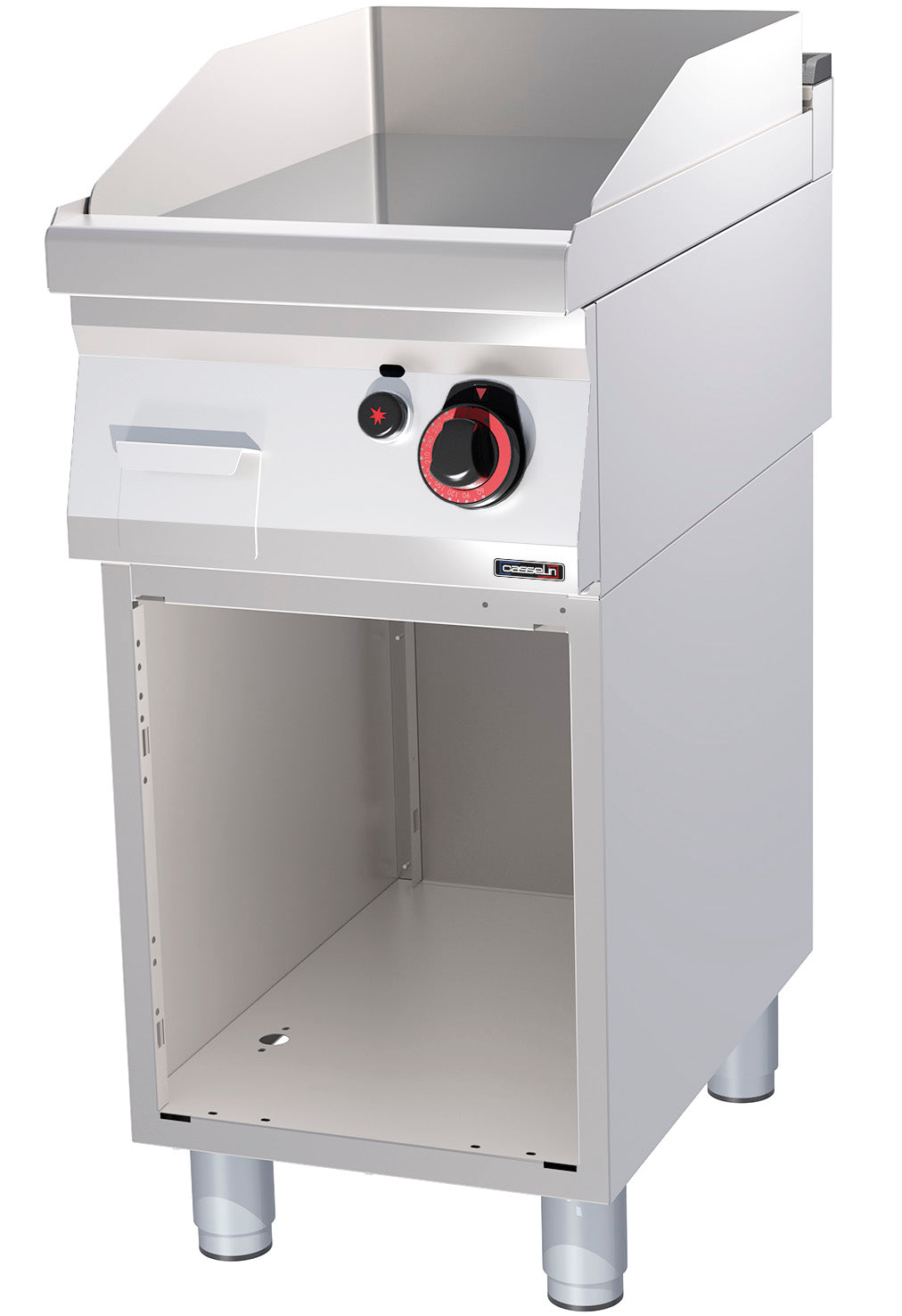 Gasristeplade Glat krom med åbent skab 40