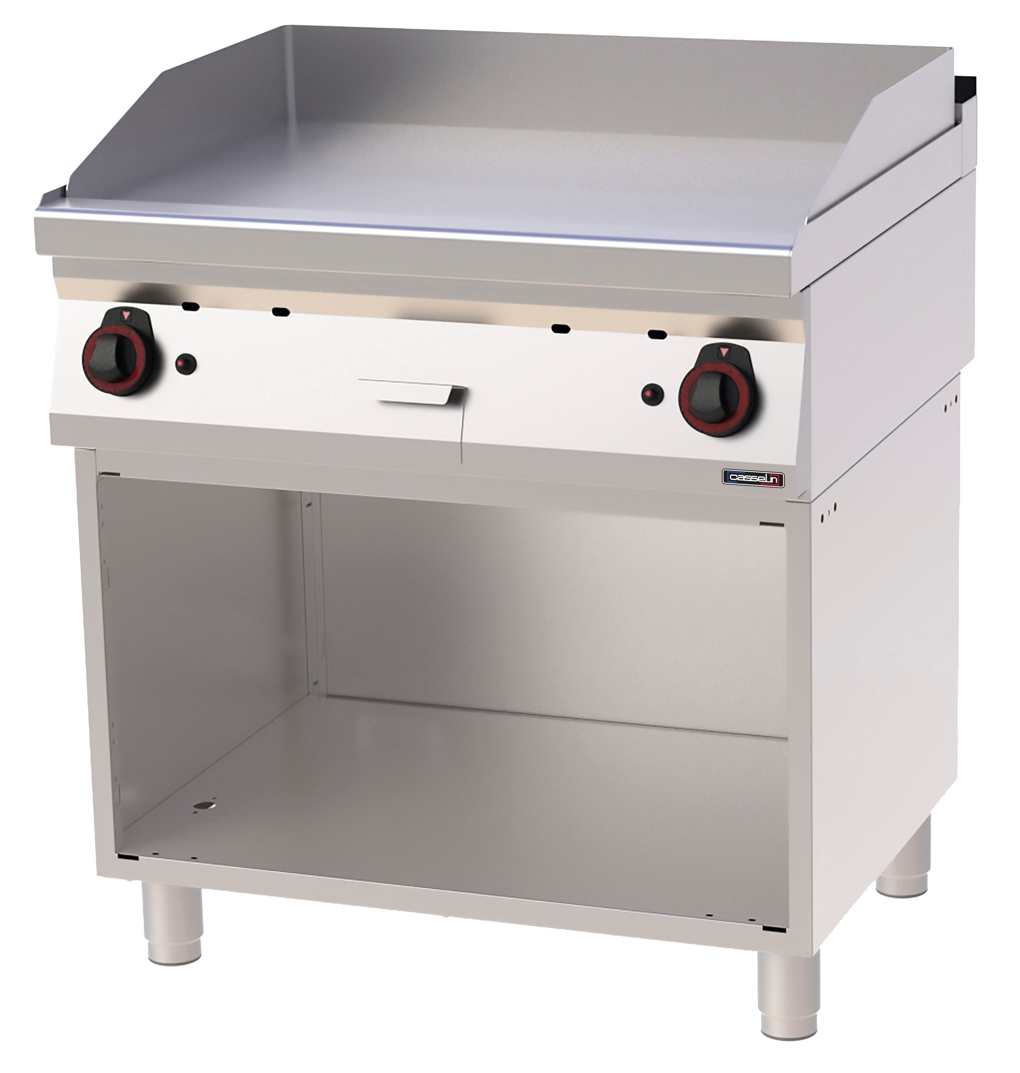 Gasristeplade Glat krom med åbent skab 80