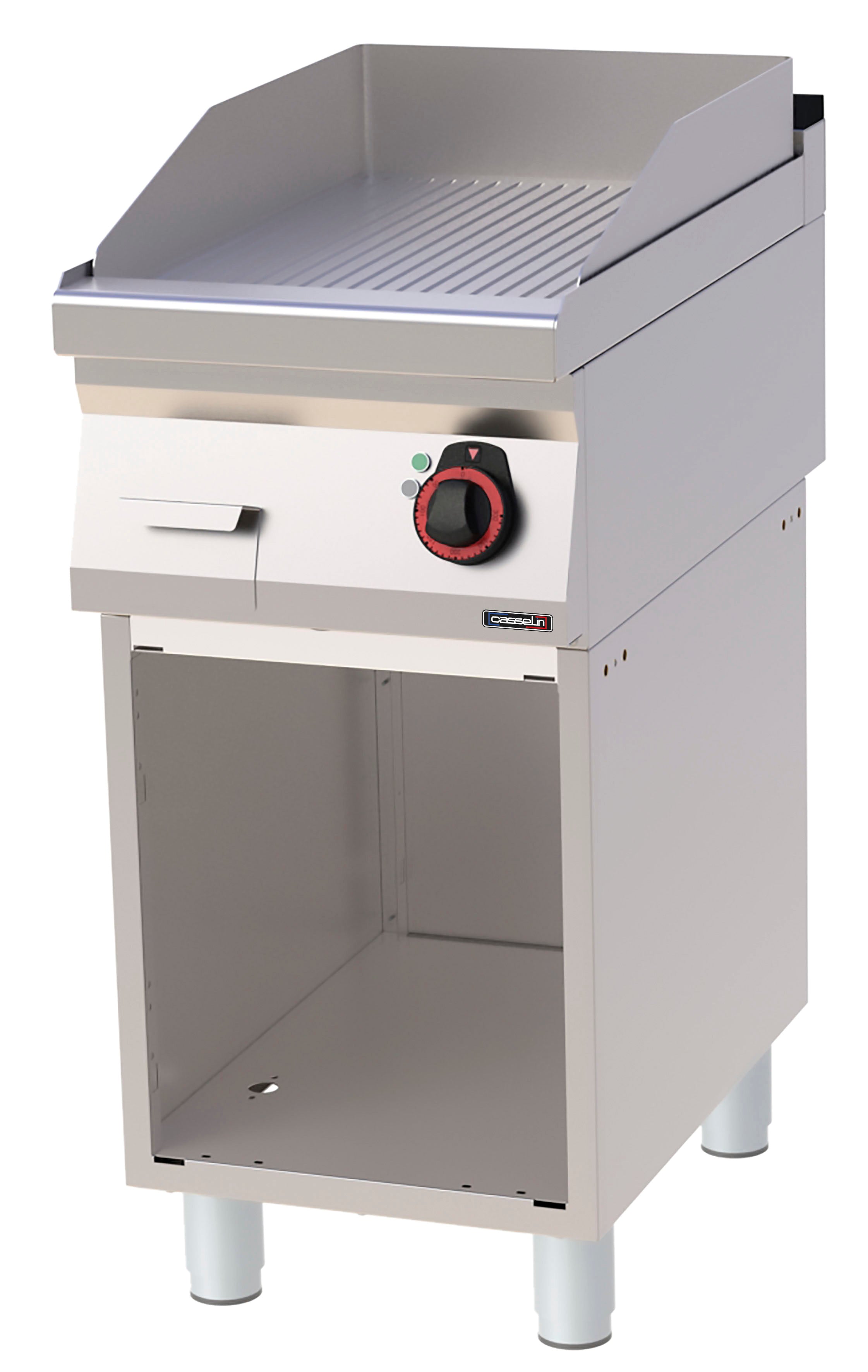 Grillplade Rillet Krom med åbent skab 40