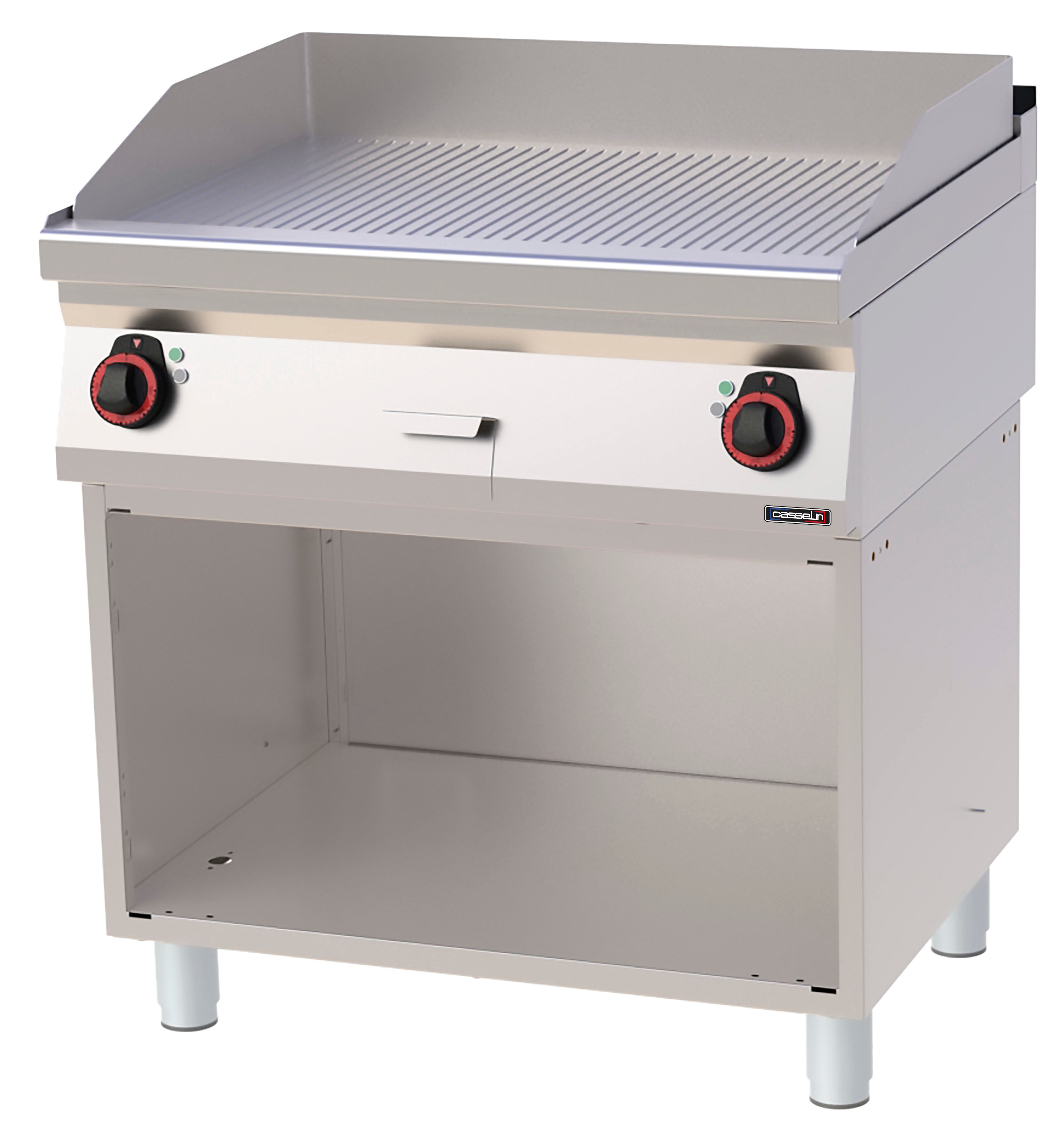 Grillplade Rillet Krom med åbent skab 80