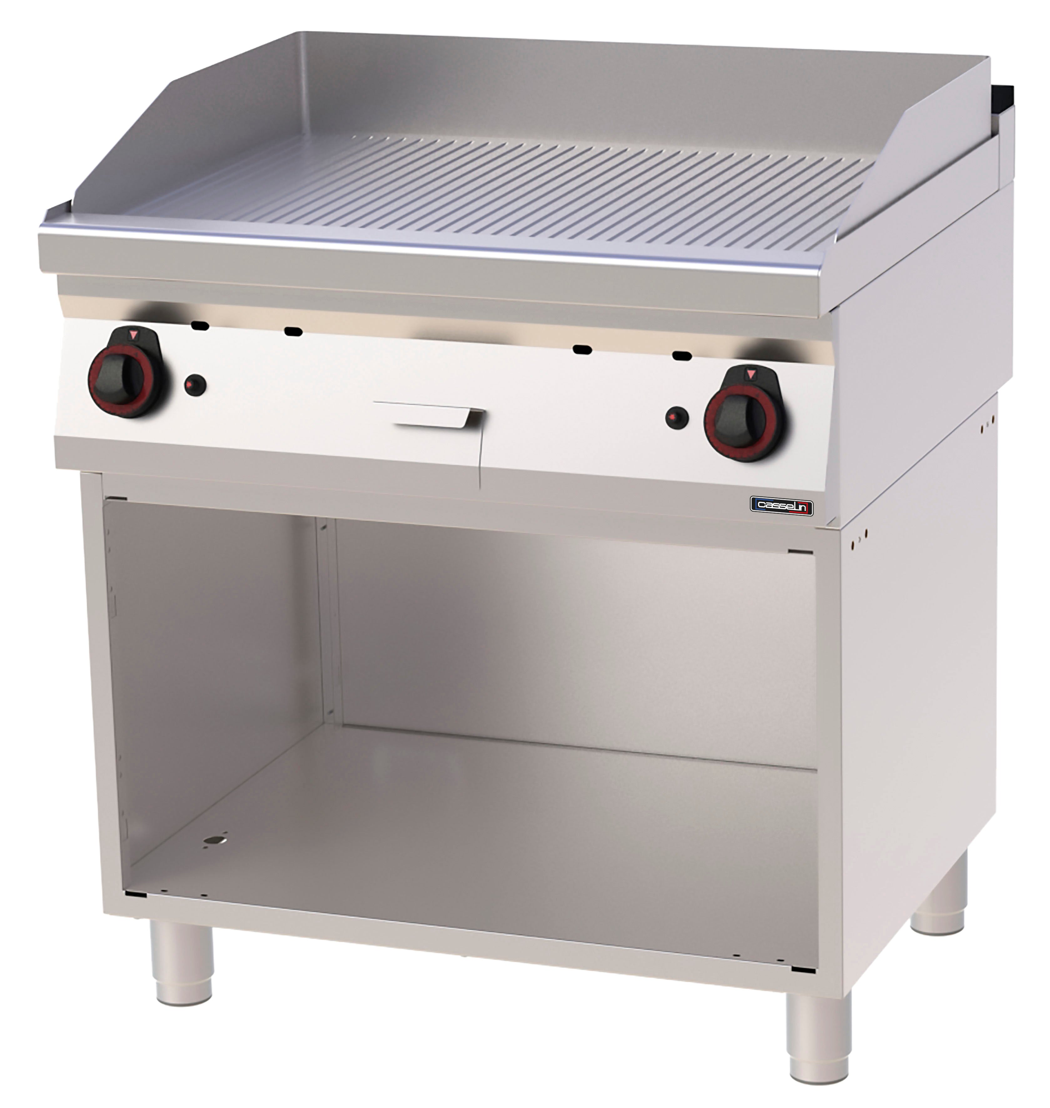 Gasgrillplade Rillet krom med åbent skab 80