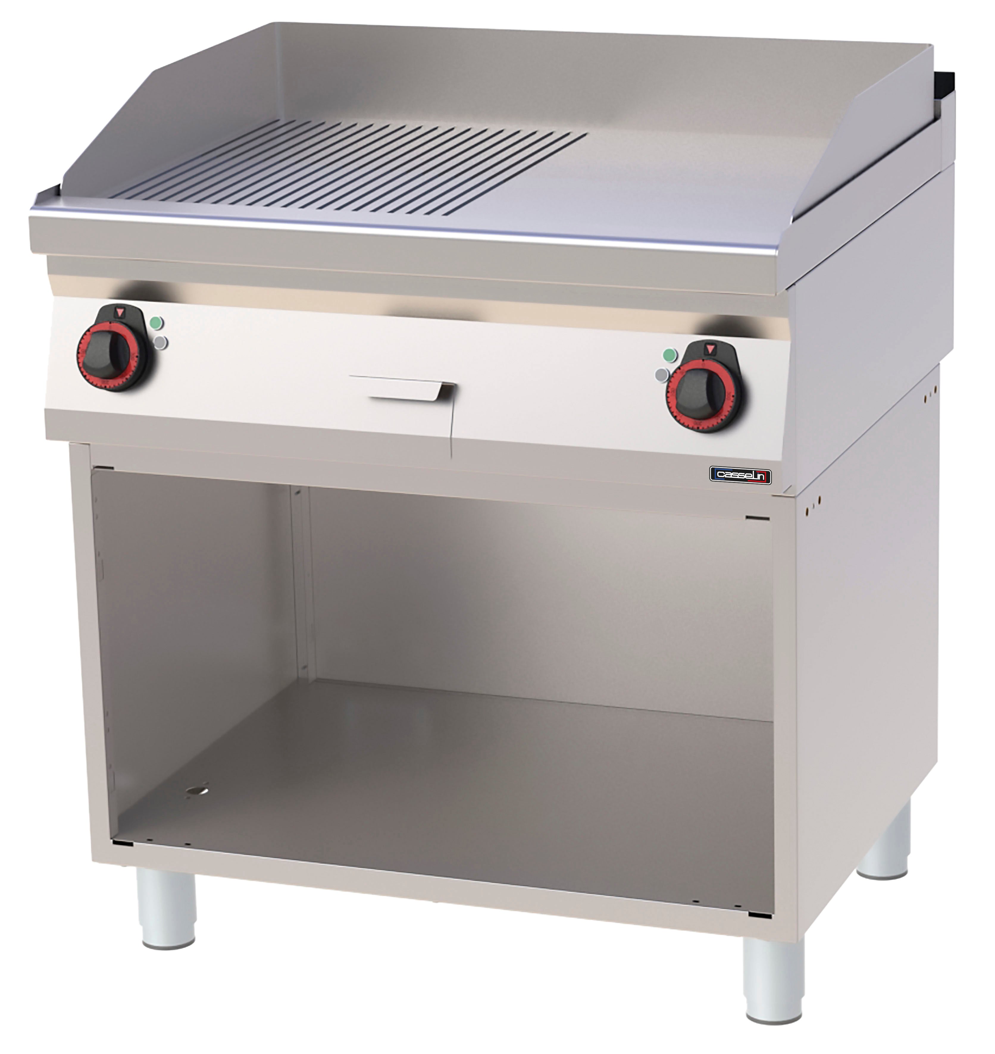 Grillplade Rillet Glat krom med åbent skab 80