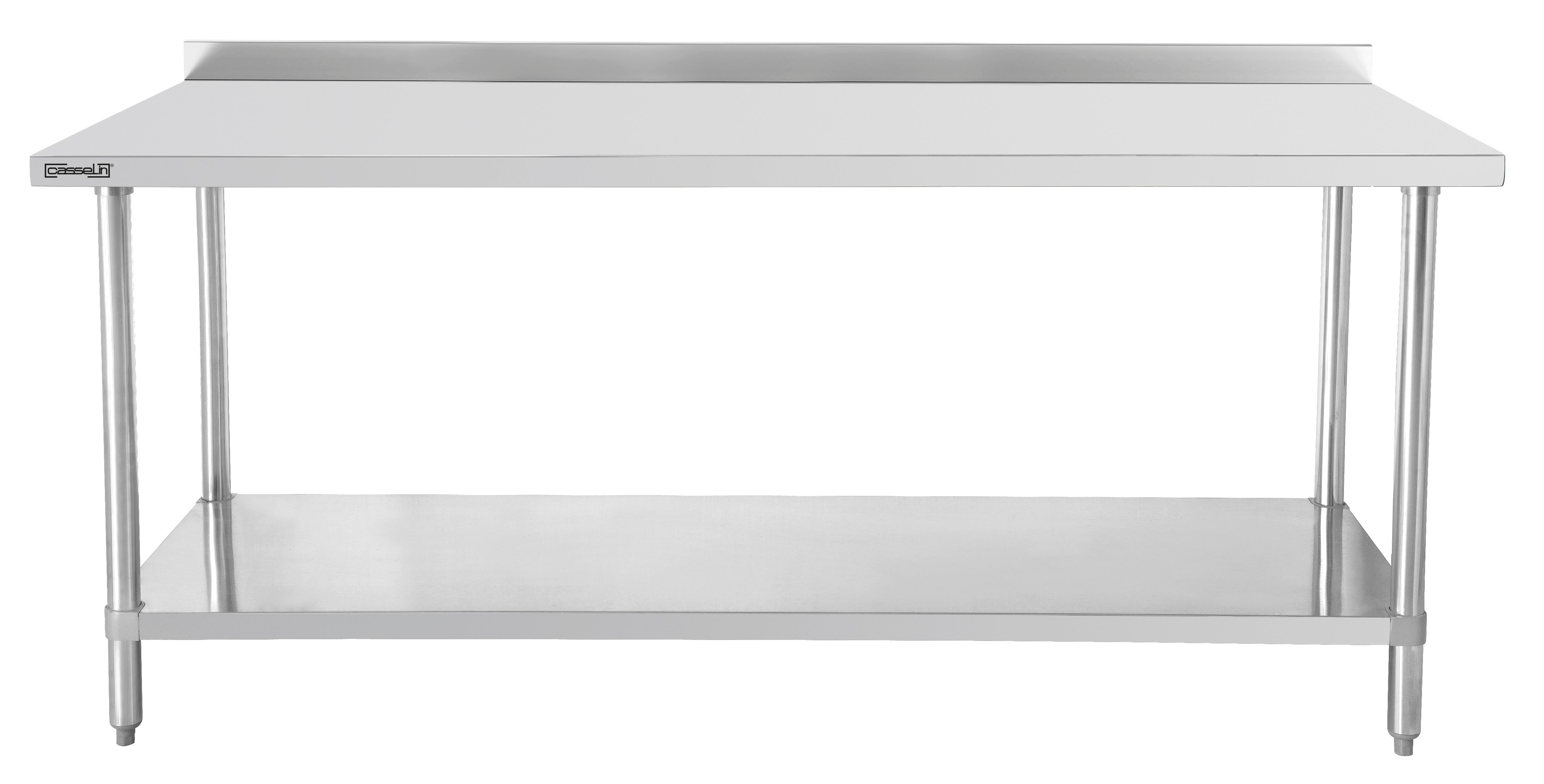 Arbejdsbord rustfrit stål 700 med bagplade og hylde 1200 mm