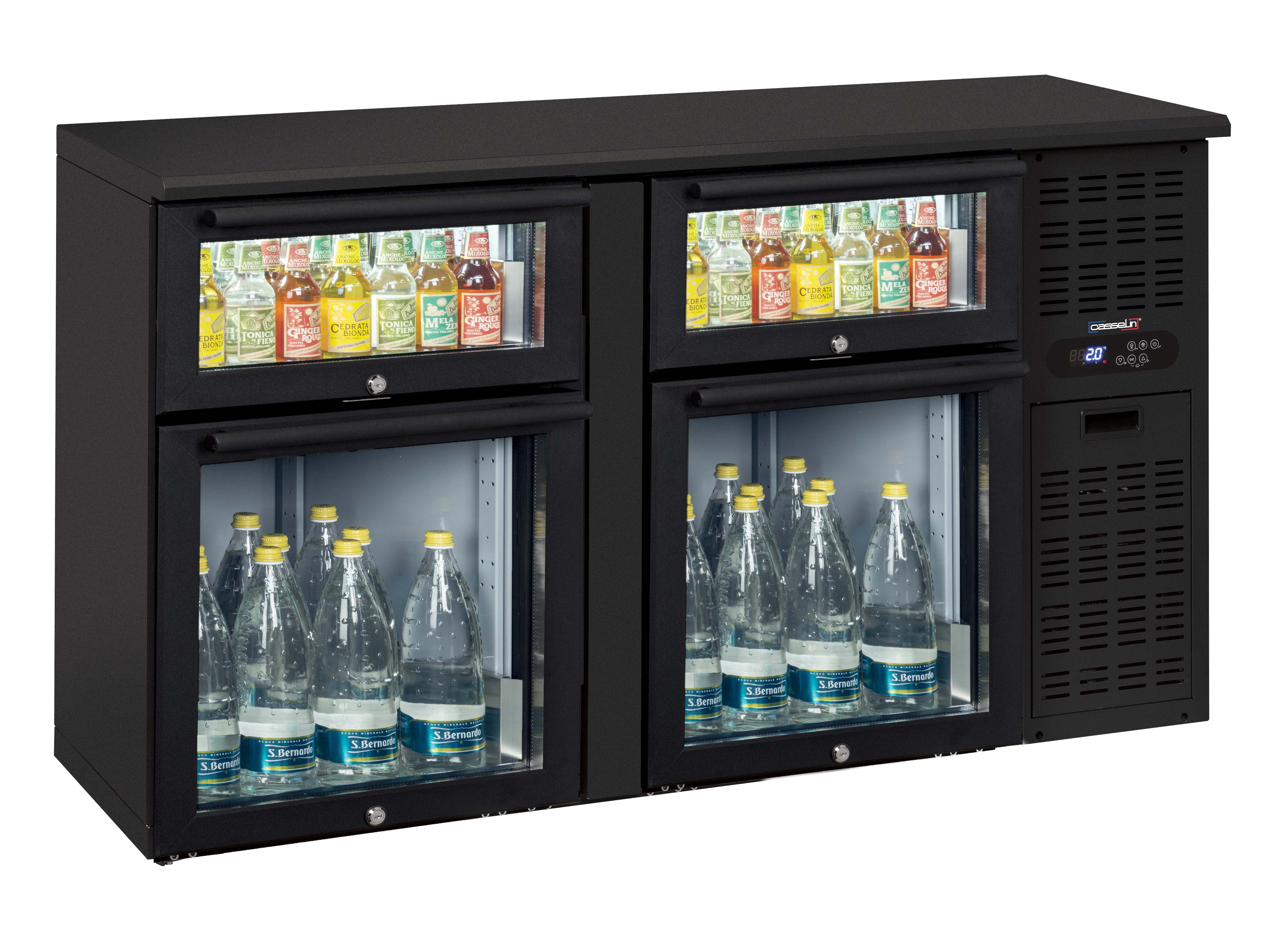 Back bar chiller 2 x 2 blandede glasskuffer
