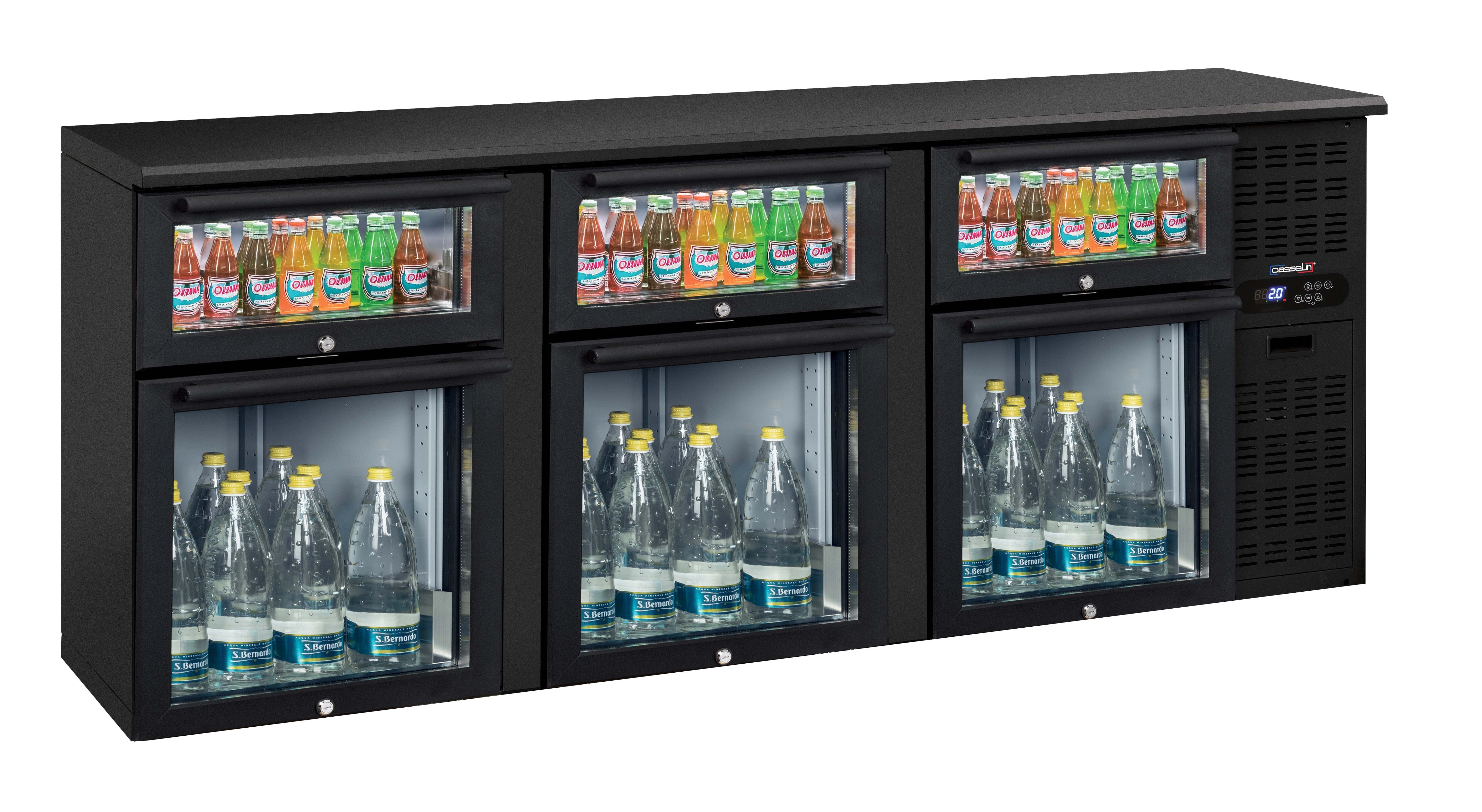 Back bar chiller 3 x 2 blandede glasskuffer