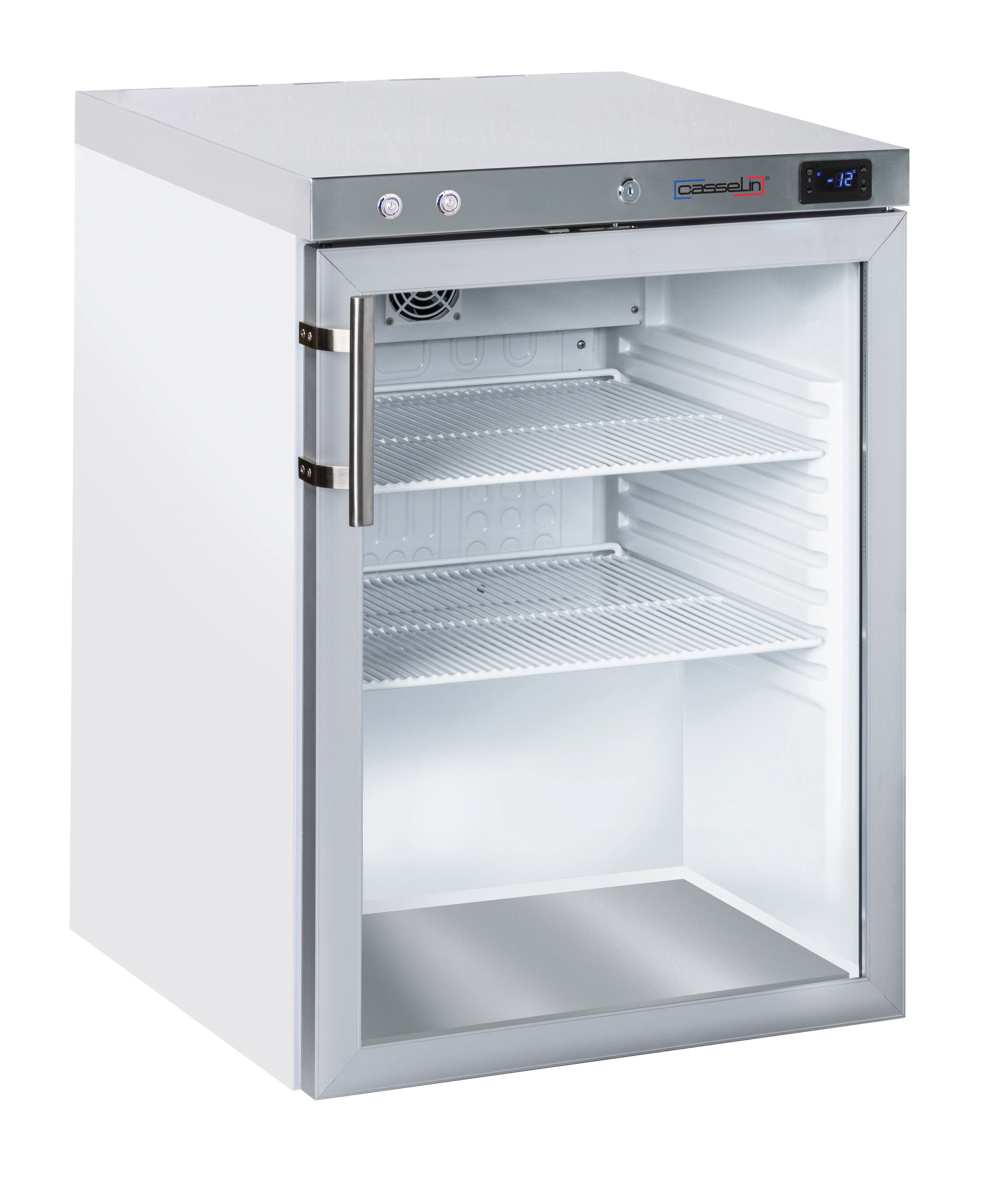 Opretstående glasdør fryser 140 L Hvid