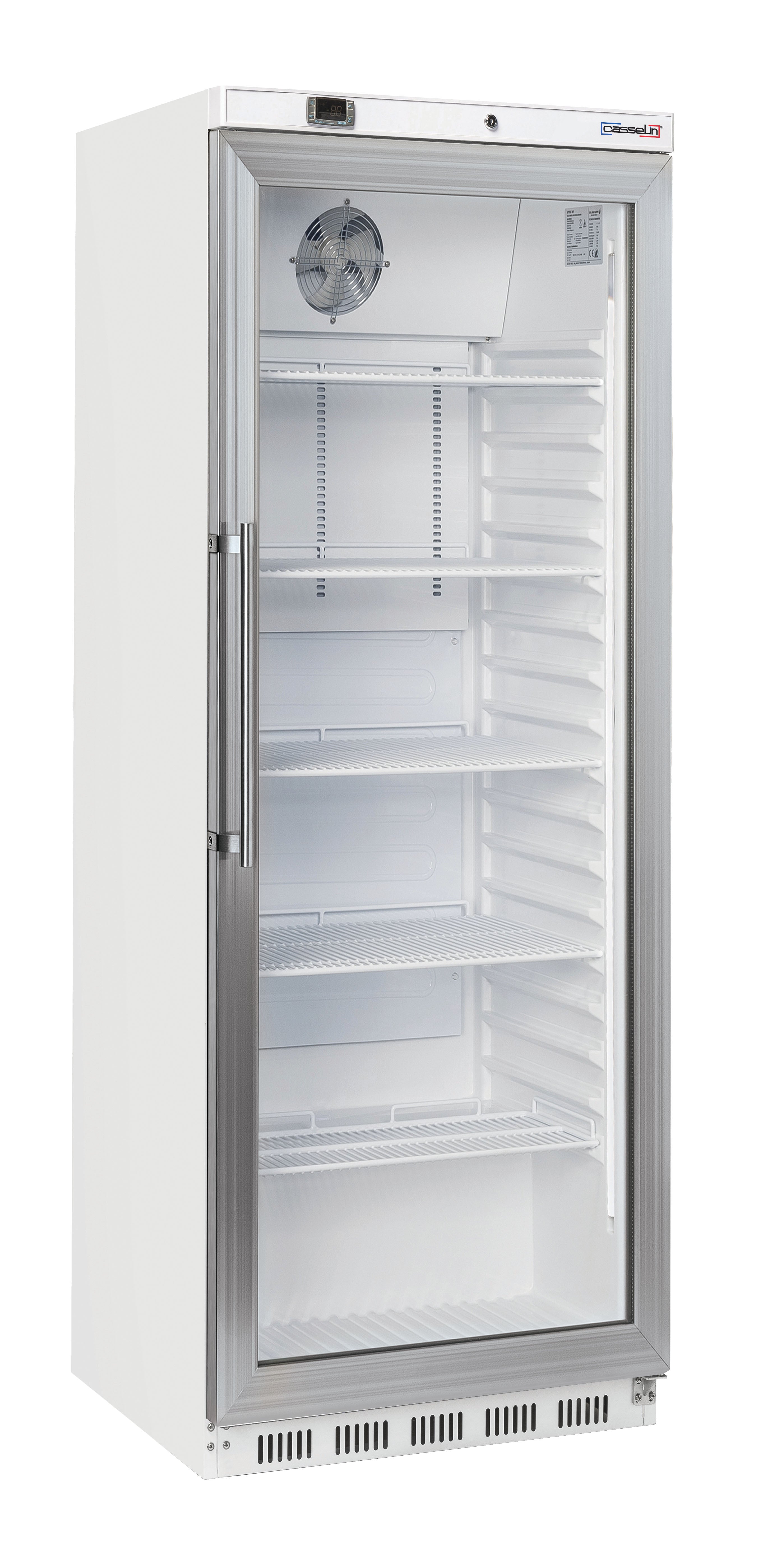 Opretstående glasdør køleskab 400 L Hvid