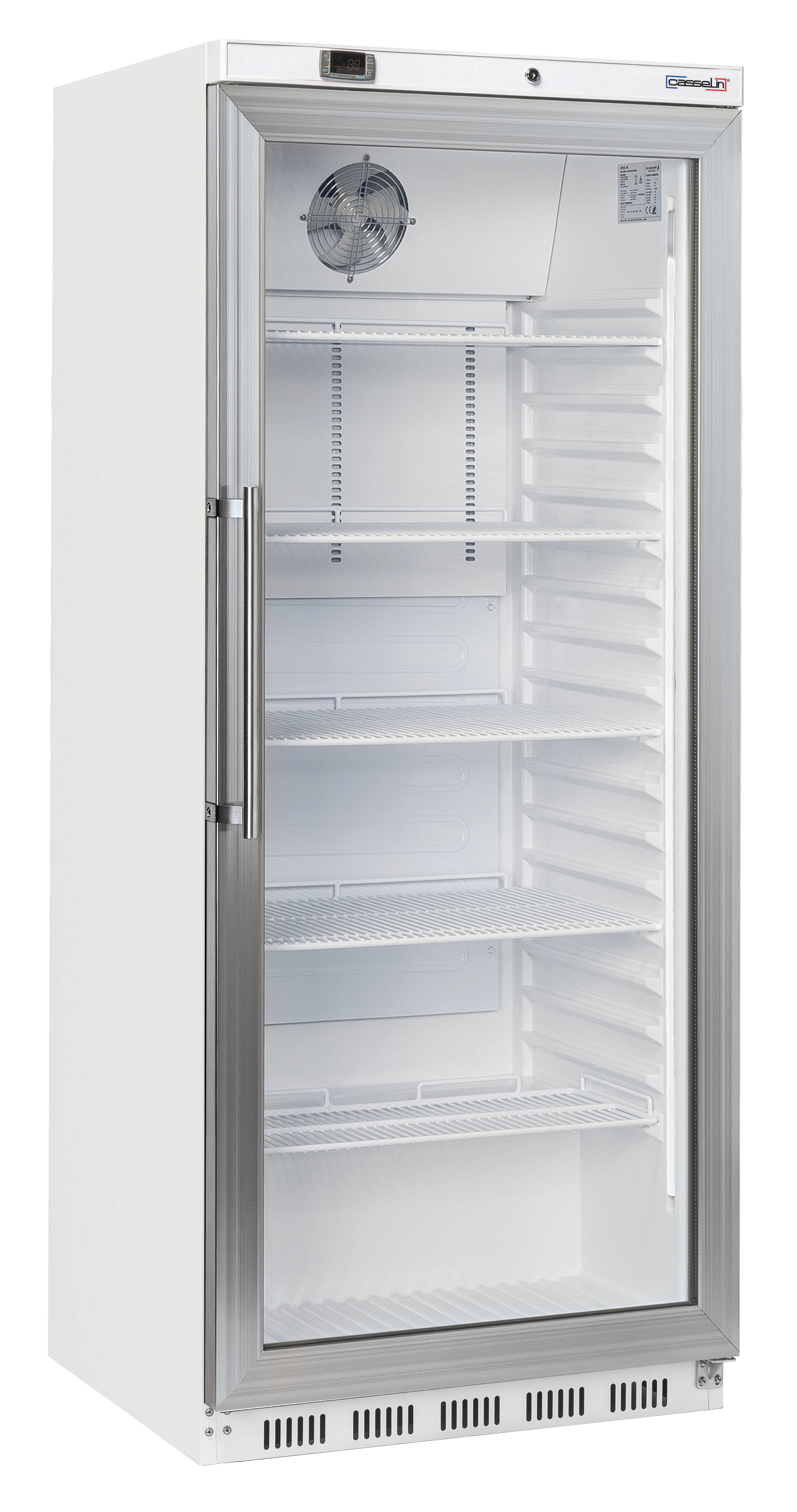 Opretstående glasdør køleskab 600 L Hvid