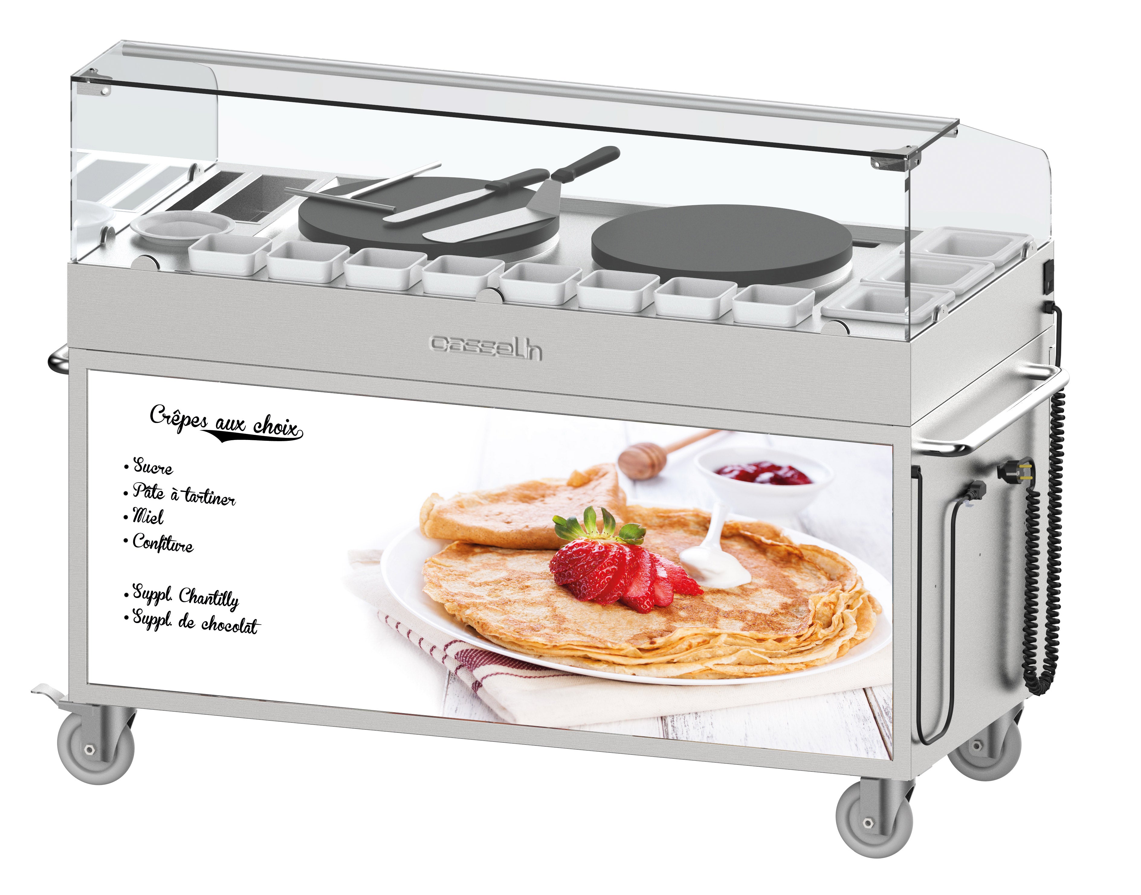 Dobbelt elektrisk crepe maker vogn 40 - indbygget