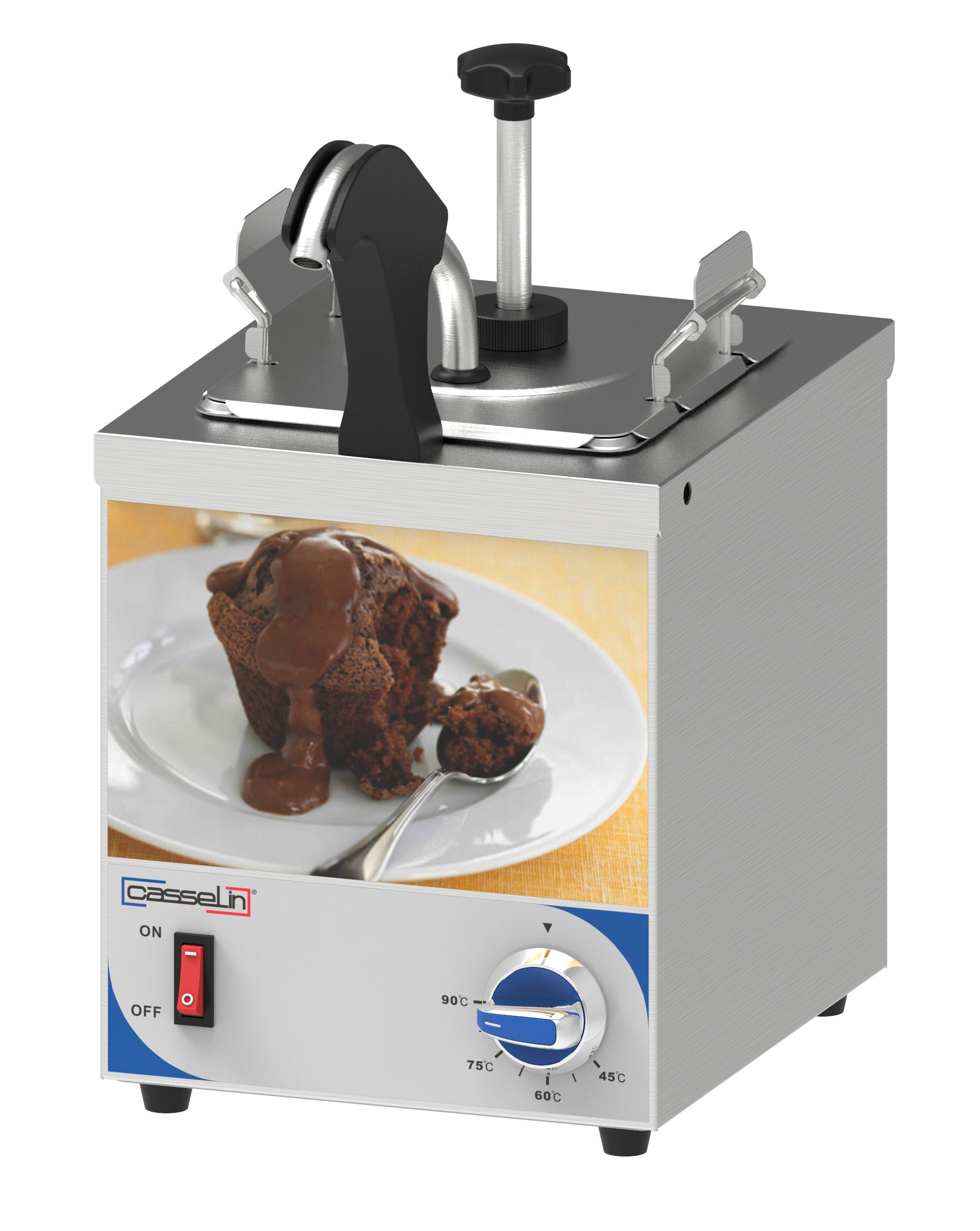 Sauce dispenser med pumpe og opvarmet dyse