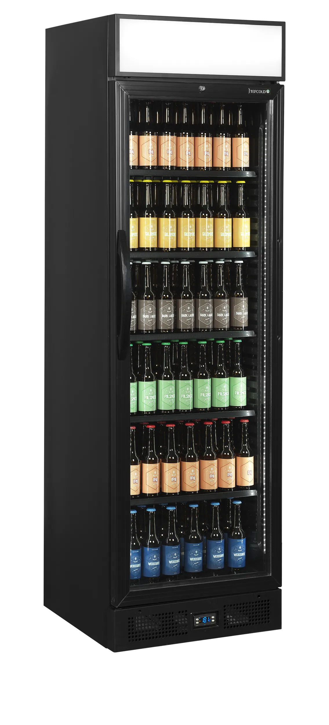 Displaykøleskab - 1 dør - Sort - Med lystop